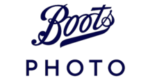 Logo of Boots Photo in blue lettering.