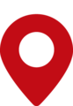 Red location marker with a round cutout in the middle